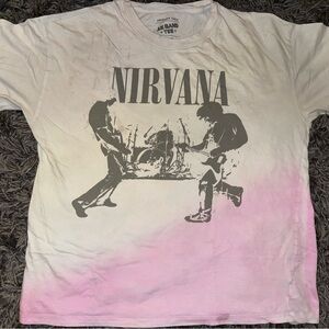 Nirvana Graphic Tee - Vintage White to Pink Ombre Women's size Medium